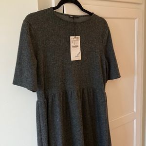Zara herringbone knit tiered long dress size S NWT